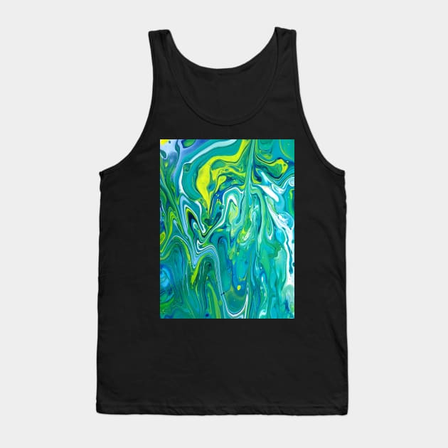 Limeade - Abstract Acrylic Pour Tank Top by dnacademic